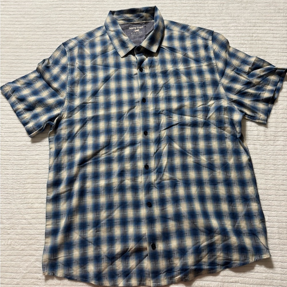 Horny Toad Size:XL Navy and Beige Plaid Shirt